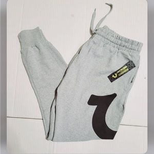 True Religion - Men’s Classic Grey Sweatpants Black Logo Size XL